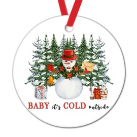Baby It’s Cold Outside Snowman Christmas Tree Hanging Ornaments Marshmallow Christmas Tree Hot Chocolate Christmas Decor Ceramic Ornaments Gift Christmas Eve Party Decorations Ornament 2022