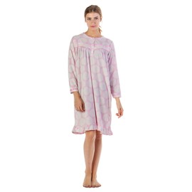 Casual Nights Women's Long Sleeve Printed Micro Fleece Nightgown - Light Pink - Large