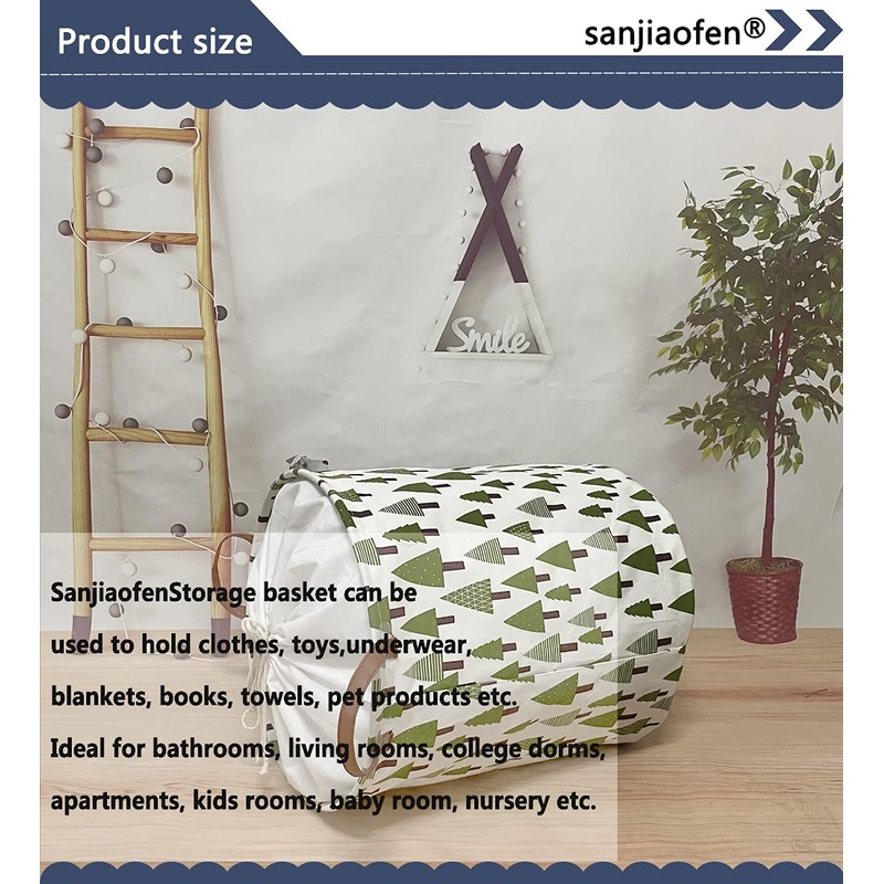 Sanjiaofen Nursery Laundry Basket Canvas Fabric Baby Boy Storage Bins,Collapsible