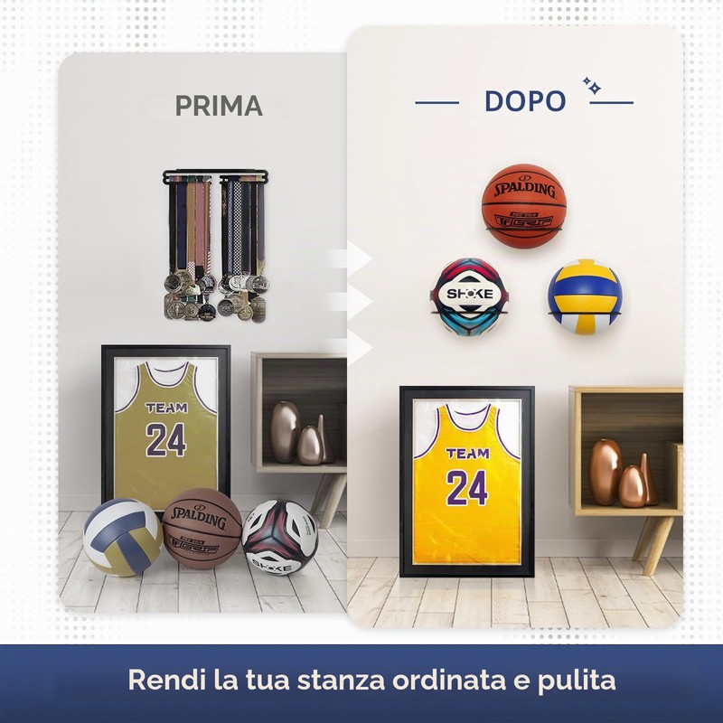 PUERSI 2 Pezzi Porta Palloni da Muro,Supporto Pallaone da Pallacanestro,
