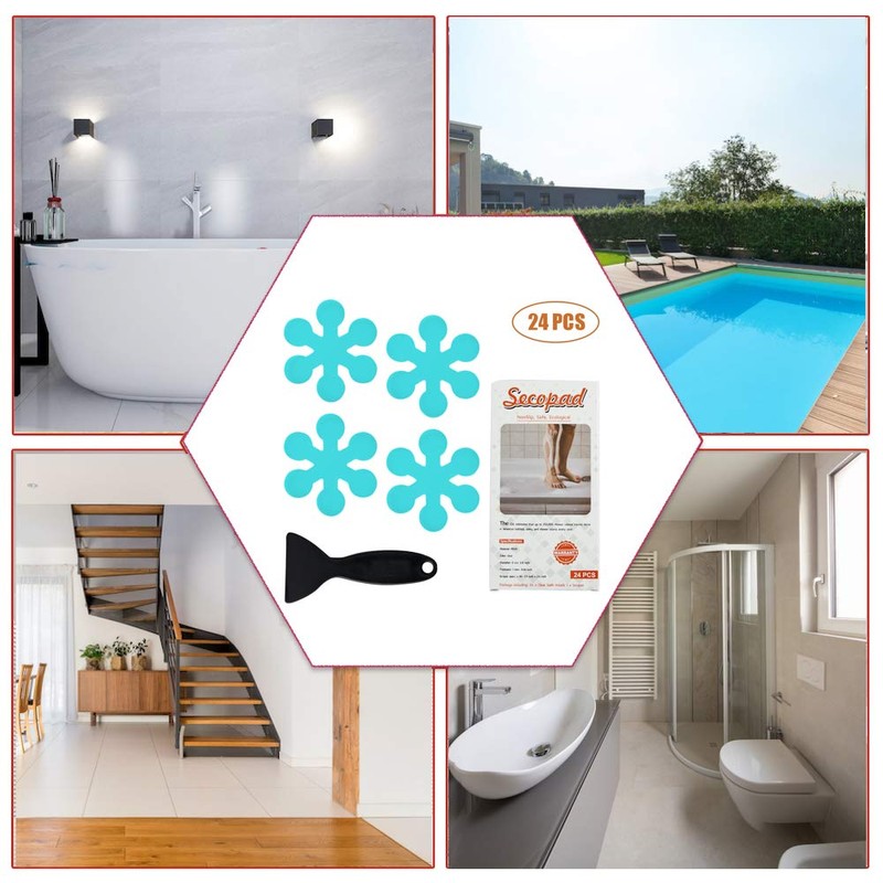 Secopad Bathtub Stickers Non-Slip, 24 PCS Safety Shower Treads Adhesive
