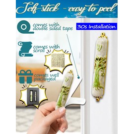 Zivosely Exquisite Enamel Design Mezuzah with Scroll, Easy Install Use Double-Sided Tape, Tree of Life Theme Mezuzah for Door with Crystal Diamond Accent for Any Memorable Jewish Occasions, 3.8”