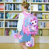 4PCS Rolling Backpack for Girls, Cat Roller School Bookbag with