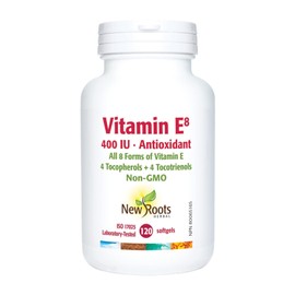 NEW ROOTS HERBAL New Roots Herbal Vitamin E8 - Complete 400 IU Softgels, 120 Count - Enhanced with All 8 Forms of Vitamin E - Support Supplement with D-Alpha Tocopherol for Skin, Face & Hair Care