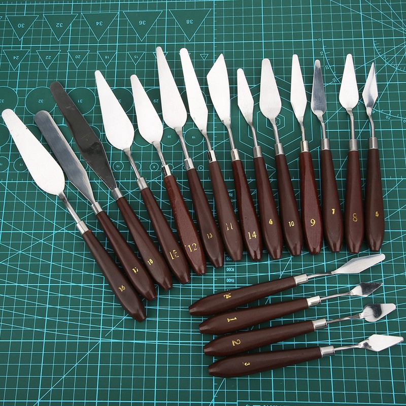 18Pcs Paint Scraper Knife Exquisite Plastic Handle Oil Painting Tool