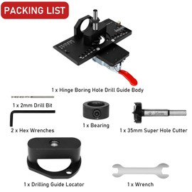 35 mm Metal Concealed Hinge Jig with Quick Clamp and Dust Vacuum Adapter, Concealed Cabinet Door Hinge Jig Hinge Hole Drilling Jigs for Woodworking Door Cabinet Hinges Mounting Tool