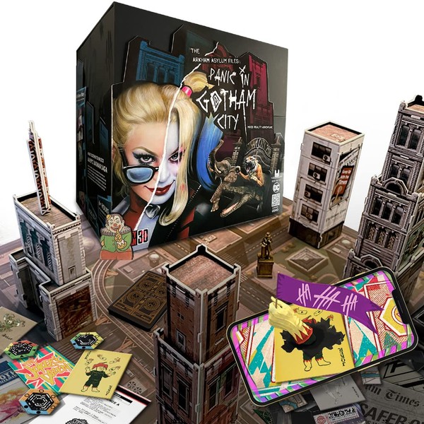 Infinite Rabbit Holes Arkham Asylum Files: Panic in Gotham City Augmented Reality Board Game - Escape Room-esque Batman Mystery with Harley Quinn and The Joker, Family Night - iOS 15+ | Android 13