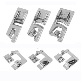 AEDIKO 6pcs Sewing Machine Presser Foot Set Rolled Hem Presser Foot 6 Sizes Wide Rolled Hem Foot Set & Narrow Foot Hemmer Set
