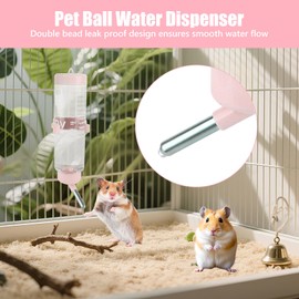LUFEIS Hamster Water Bottle with Holder, 250ml Small Animal Water Dispenser with Multifunctional Magnetic Feeder Bracket for Hamsters, Hedgehogs, Gerbils, Squirrels, Rabbits and other Small Pets, Pink