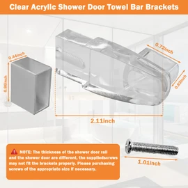 Clear Acrylic Shower Door Towel Bar Brackets with Bright Chrome Sleeve Part Number is SPAB4125CH Replacement for alumax/Basco Framed Sliding Glass Shower Door Towel Rod - Towel Bar NOT Included