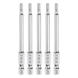 sourcing map 5pcs Hex Head Wrench Drill Bit 3mm (H3) Metric 1/4" Hex Shank 80mm (3.2") Long Magnetic S2 Steel Screwdriver Bits Industrial Grade Hexagon Flat Tip Drill Bits for Screws