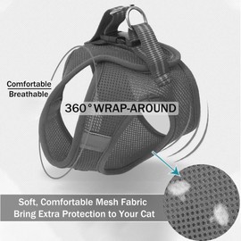 Cat Harness and Leash for Walking Escape Proof Ultra Light Adjustable Kitten Harness with Reflective Strap Soft Mesh Cat Vest Breathable Harness Set for Puppies Rabbits,Cats and Small Pets - Lnichot