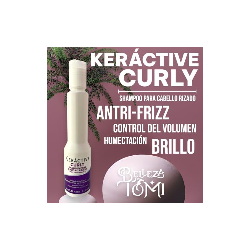 Keractive Curly Shampoo para Cabello Rizado, Control de Volumen, Efecto