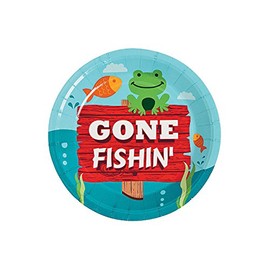 Fun Express - Little Fisherman Dessert Plates for Birthday - Party Supplies - Print Tableware - Print Plates & Bowls - Birthday - 8 Pieces