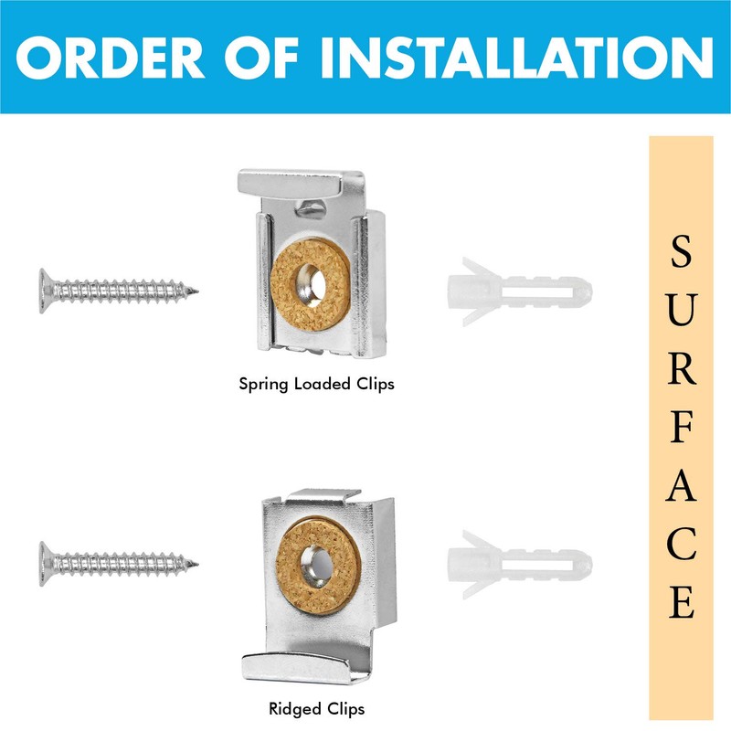 2 Sets (8 Pieces) Spring Loaded Mirror Hanger Clips Set