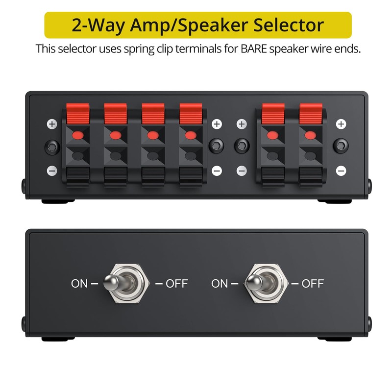 PROZOR Amplifier Speaker Selector Switch - 2(1)-In-1(2)-Out Bi-Directional Switcher Support