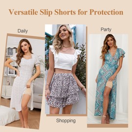 SIHOHAN Womens Anti Chafing Shorts Chub Rub Shorts Lace Slip Shorts Seamless Long Briefs for Under Dresses Skirts(#1 3pcs Beige,XXL)