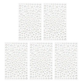 PATIKIL 1045pcs Acrylic Gem Stickers 4 Size 3/4/5/6mm Self Adhensive Rhinestone Face Gem Stone Bling Jewelry Nail Art Craft Outfit DIY Makeup Decoration Party AB White