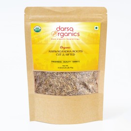 Darsa Organics Ashwagandha Root Cut & Sifted | 4 oz Resealable Pouch | Withania Somnifera | USDA Organic | Vegan | Gluten Free | Non-GMO | Herbal Supplements