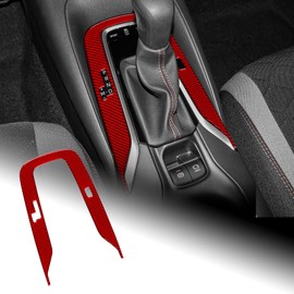 AIRSPEED for 2019-2024 Toyota Corolla 2021-2024 Corolla Cross Carbon Fiber Gear Shift Frame Cover Center Console Interior Trim Accessories, Red