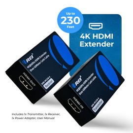 OREI HDMI Over Ethernet Extender via CAT6/7-4K@60Hz Up to 230 ft – HDMI 2.0 & HDCP 2.2 Compliant - 18Gbps Video Bandwidth with HDR 10 – Power Over Cable - 1 Year Warranty (UHD-IPC230-K)