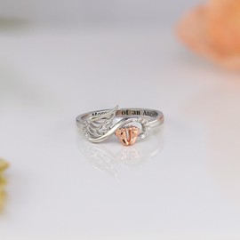 AMBCESSER 925 Sterling Silver Miscarriage Ring Footprint Mommy of An Angel Memorial Rings Mother Mom Gifts (8#)