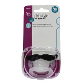 Infanti Chupón de Silicon Ortodontico con Tapa Bigote, multicolor