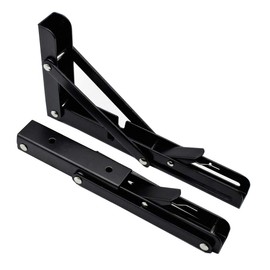 Jolitac Black Paint Folding Shelf Brackets 20” - Heavy Duty Metal Collapsible Shelf Bracket for Bench Table, Shelf Hinge Wall Mounted Space Saving DIY Bracket, Max Load: 500lbs (20 inch, Black)
