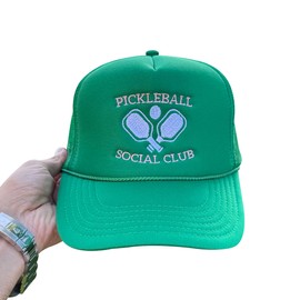NACRE APPAREL Pickleball Social Club Embroidered Trucker Hat Adjustable Embroidery Trucker Hat Pink #34, 6 1/2