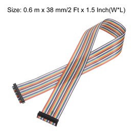 MECCANIXITY IDC Rainbow Wire Flat Ribbon Cable 2.54mm Pitch 30 Pin Connection Line FC Dual Female Black Connector for DIY Experiment 2 Ft Length 1 Pcs