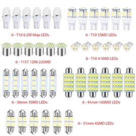 ErsatzProfiOnline Set of 42pc 6000K Car Interior LED Map Dome Door Trunk License Plate Light Bulbs