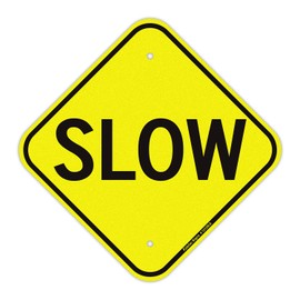 Faittoo Slow Sign, 12 x 12 Inch Reflective Rust Free Aluminum Traffic Sign, UV Protected, Weather/Fade Resistant, Easy to Install and Read, Indoor/ Outdoors Use