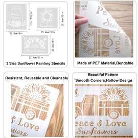 Meagtlva Drawing Painting Stencils Set, Stencils and Templates for Painting on Wood, Canvas, Paper, Fabric, Furniture Wall Scrapbooking, Home Decor DIY Supplies (Sunflowers)