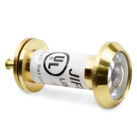 Bwintech 1 Pcs UL Listed Fire Proof Door viewer,Solid Brass 200 Degree,14mm Diameter 35-60mm Length, Polished Brass Finishing,with viewer Cover