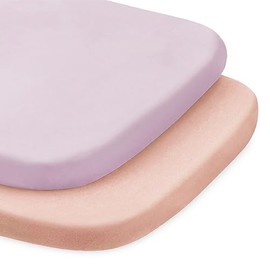 MEILA Bassinet Fitted Sheets Compatible with HARPPA Baby Bassinet & Fodoss Baby Bassinet, 100% Jersey Cotton Beside Bassinet Sheet for Baby Girl, Pack of 2, 33x20 (Light Pink+Lilac)