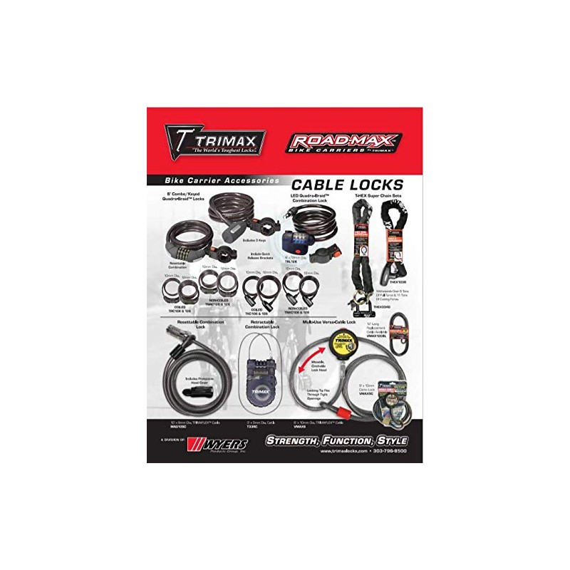 Trimax Alarmed Lock & Quadra-Braid Cable 4' L X 25Mm