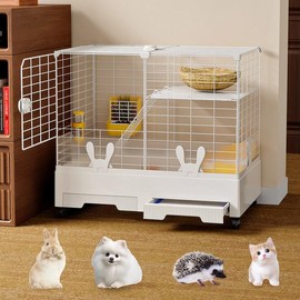 Oneluck Bunny Cage Indoor Rabbit Hutch with Pull Out Tray Chinchillas, Guinea Pig,Rabbit, and Small Animal Cage