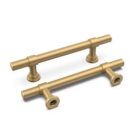 LONTON Pack of 10 Cabinet Handles Gold Furniture Handles 96 mm Hole Spacing Kitchen Handles Brass Drawer Handles