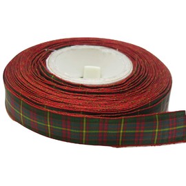 2 metres x 16mm Tartan Ribbon Red & Green Double Sided Cameron 16 mm 1.6cm