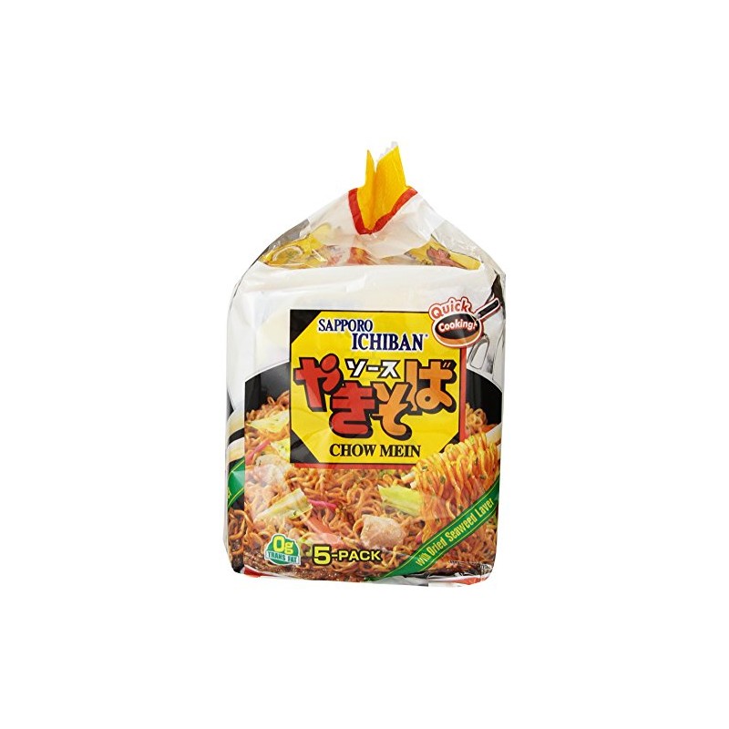 Sapporo Ichiban Chow Mein Yakisoba, 5 Count, 18 Ounce (Pack