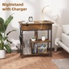 JoanKaren End Table with Charging Station, Flip Top Nightstand with