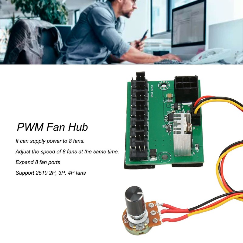 PWM Fan Hub DC 12V 8 Way PC Fan Speed