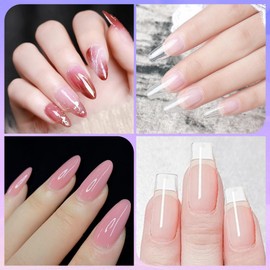 yehapp 7-In-1 Building Nail Gel, 2x8ml Clear Building Gel for Nail Thickening, UV/LED Nail Building Hard Gel, Nail Extension Gel, Rhinestone Nail Glue Gel in a Bottle