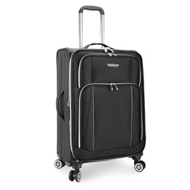 Traveler's Choice Lares Softside Expandable Luggage with Spinner Wheels, Black, Checked 26-Inch