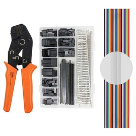 WayinTop Connector Crimping Tool Kit Crimper Plier 2.54mm Header Male Female Crimp Pins Terminals Housing 1 2 3 4 5 6 8 10 Pin and 40pin 1.27mm Ribbon Cable FC/IDC Jumper Wire 1M (Crimping Set)