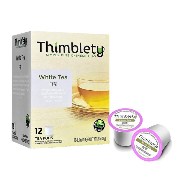 Thimblety White Tea for K-Cups Brewers, Chinese Silver Needle White Tea for Wellness & Relief Support, White Tea Pods, White Tea Capsule, Sugar-Free, Carb-Free，Zero Calorie