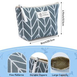 TIE-DailyNec 8 Pack Canvas Cosmetic Bags Printed Makeup Bag with Zipper Multi-Functional Travel Pouch Purse for Women Girls Portable Toiletry Bag Organizer for Carrying Lipstick Jewelry Coin