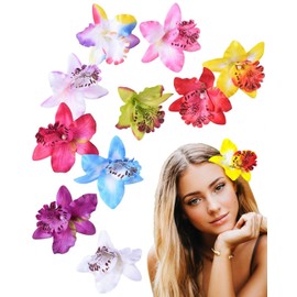 Zeayebsr Pack of 10 Hawaiian Flower Hair Clips, Plumeria Hibiscus, Foam Hair Clip for Women, Flower Hair Clip, Artificial Flower Clips for Summer Beach Holiday Outfit Bridal Wedding Party