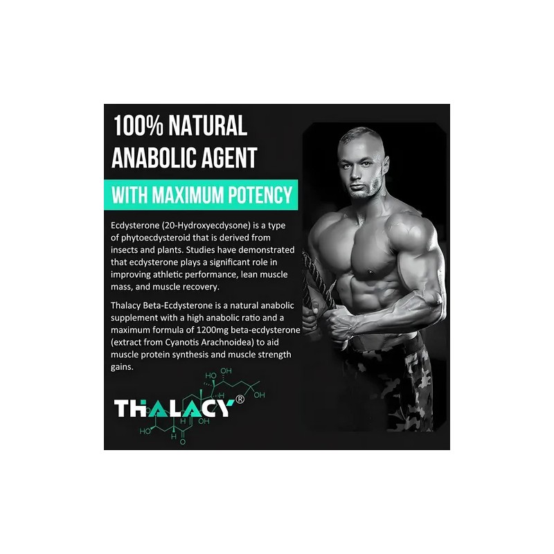 Thalacy Suplemento De Beta Ecdysterona 1200 Mg. 60 Capsulas. Sabor