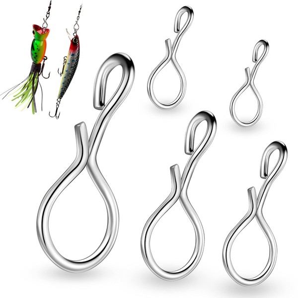 250 Pieces Fly Fishing Snaps Stainless Steel Fishing Swivels No Knot Snaps Fast Change Connect Snap Fly Hook Lure Snap for Flies, Jigs, Lures, 5 Sizes